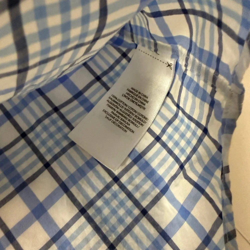 Polo Ralph Lauren Mens XLT Blue White Plaid Cotton Stretch Button Down Shirt